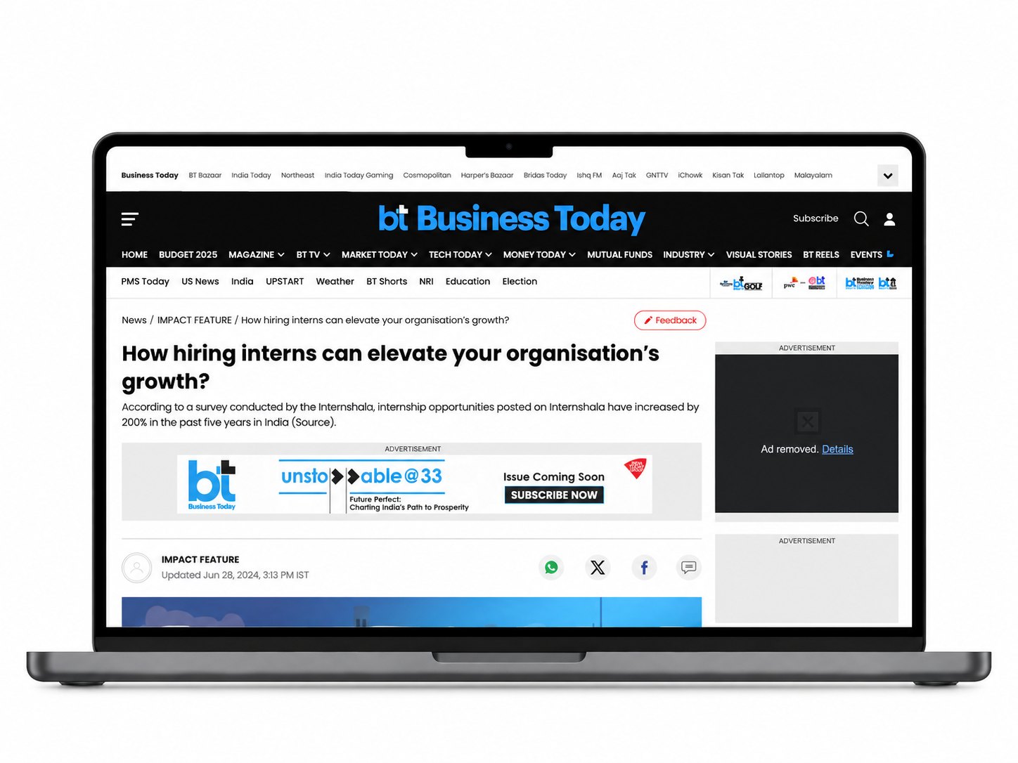 Business Today article on how hiring interns can elevate an organization’s growth
